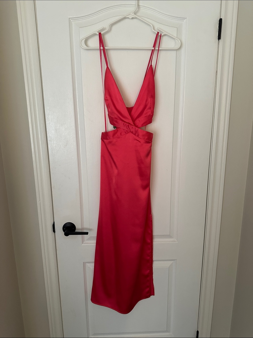 Zara Fuchsia Satin Cutout Slip Dress